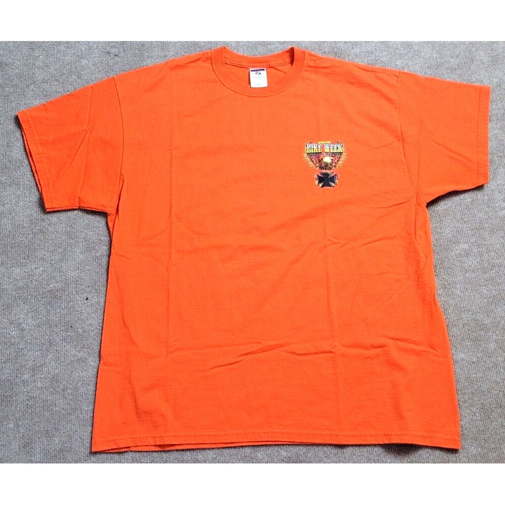 2008 MYRTLE BEACH BIKE WEEK MOTORCYCLE T-SHIRT 2XL ORANGE COTTON MENS